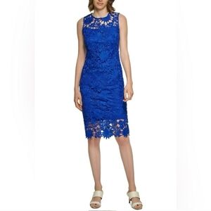 Calvin Klein Blue Lace Midi Dress